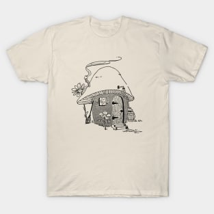 Mushroom Hut, Cottagecore Aesthetic, Adventure for Vintage Mycology and Gardening Lovers T-Shirt